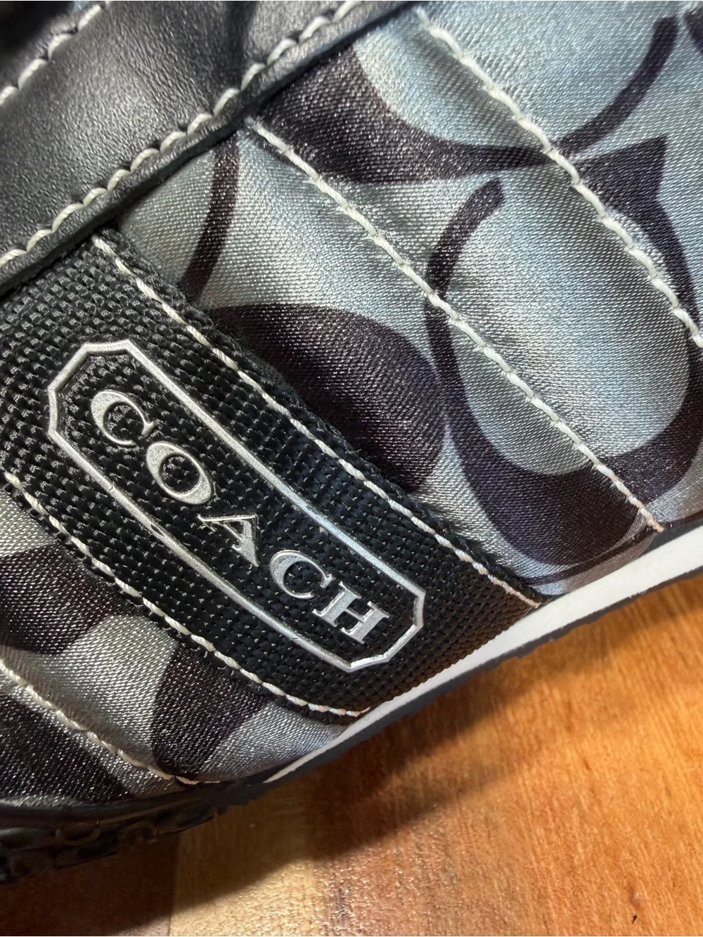 Coach Vintage Y2K Kirby Monogram Sateen Sneakers Black Gray‎ Size 7 EUC